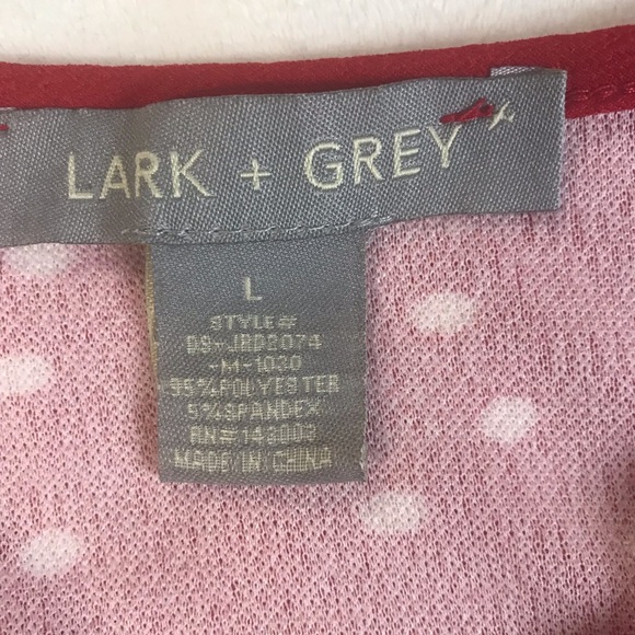 Lark + Grey Midi Dress Women’s Size L Color Red/White Pleated Skirt Polka Dot. - Picture 5 of 12